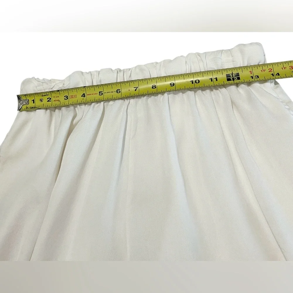 Bryn Walker 100% Linen Pull On Crop Wide Leg OSCA Pant Ivory Womens M Casual USA - Picture 9 of 14